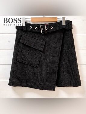 HUGO BOSS Black Wool-Blend Skirt – Size 8